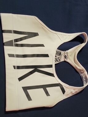 Nike White Racerback Sports Bra with Black Logo